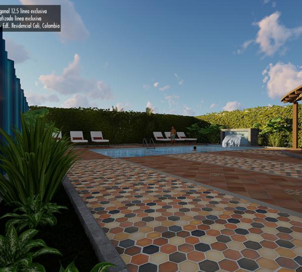 Clay hexagonal floor tile 12.5 cork exclusive line Image