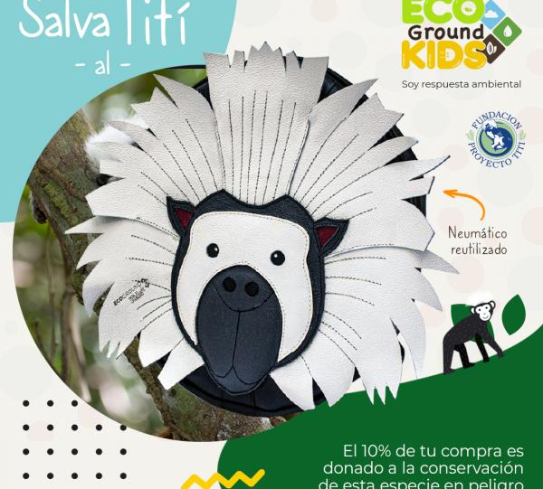 Monkey Marmoset Kids Backpack - Recycled Tire tubes Image