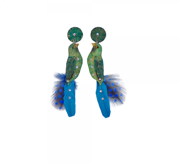 TILE BIRD EARRINGS WITH FEATHERS Image