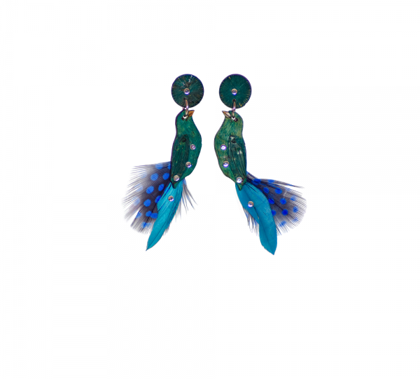 TILE BIRD EARRINGS WITH FEATHERS Image