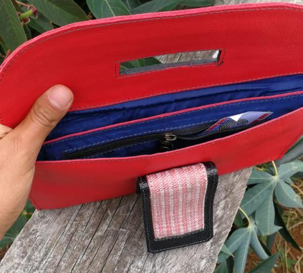 LEATHER AND SILK HANDBAG Image