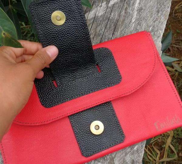 LEATHER AND SILK HANDBAG Image