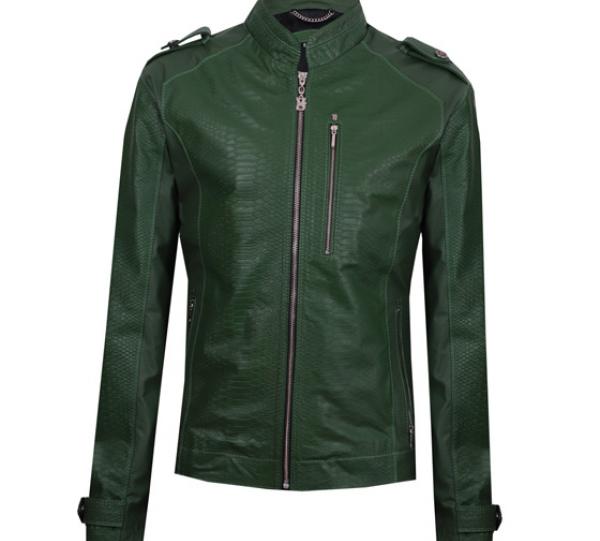 Green engraved leather jacket Giovanni Lopez e hijos SAS