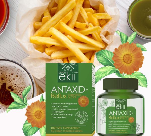 ANTAXID reflux, heartburn, gastritis, GERD natural, 60 chew tabs Image