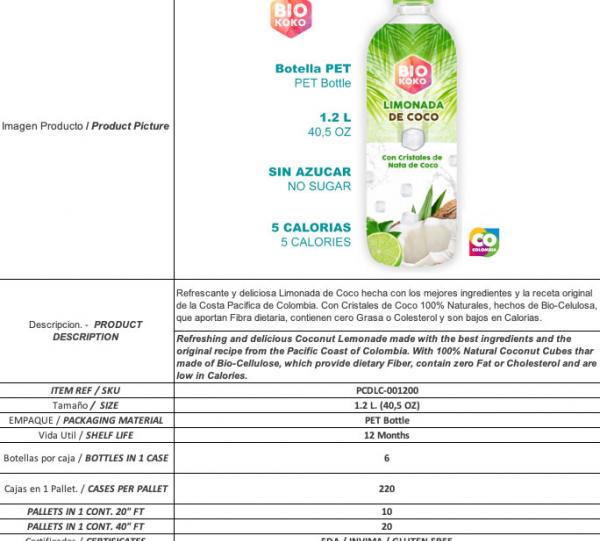 BioKoko - Coconut Lemonade with Coconut Cubes ( Bio NanoCellulose ) 1.2 L Image
