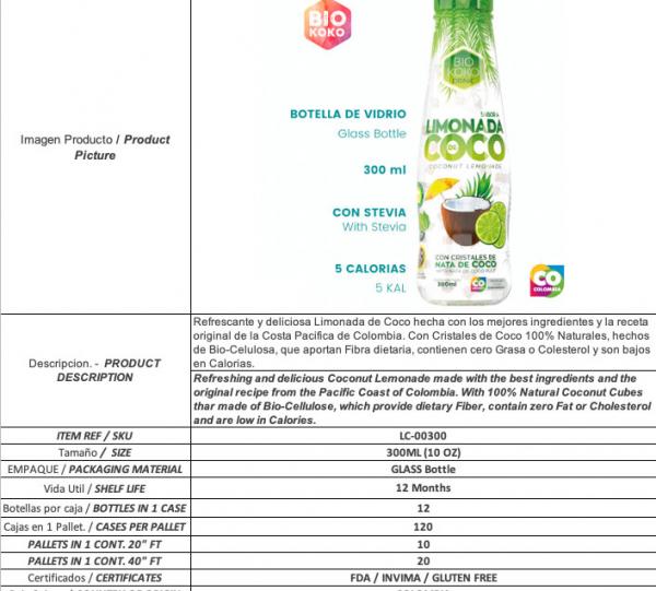 BioKoko - Coconut Lemonade with Coconut Cubes ( Bio NanoCellulose ) 300ML Image
