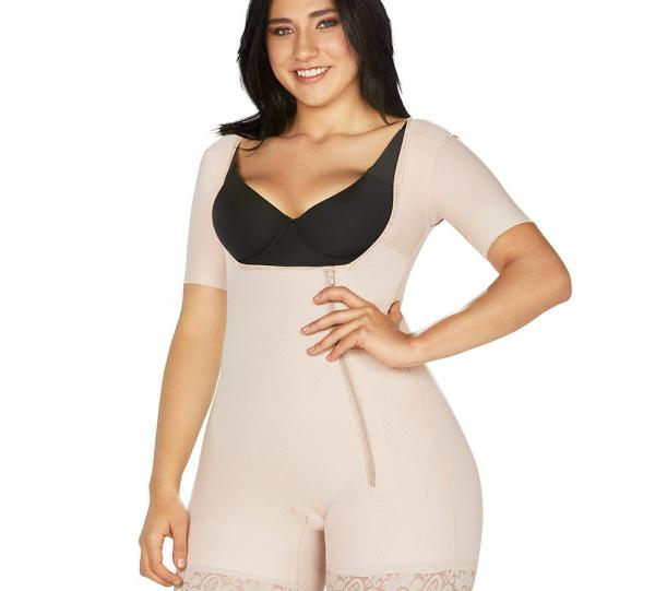 COLOMBIAN FAJA SHORT BODYSUIT ARMS CONTROL, HIGH QUALITY SHAPEWEAR & BUTT LIFTER ( REF. O-014 ) Image