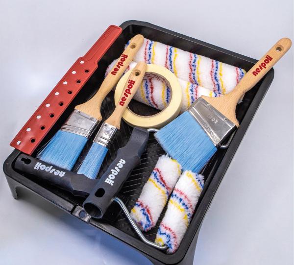 Paint brushes and paint rollers Image