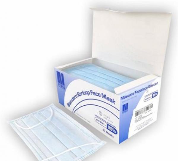 Single-use, non-sterile, disposable holding face mask. Image