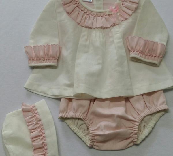 Dress, diaper cover and hat Image