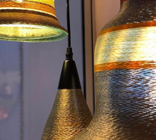 Pendant Lamps, Glass and threads Image