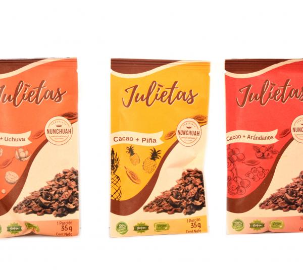 Cacao nibs + Dehydrated fruit. Image