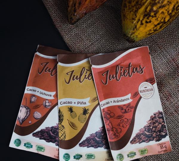 Cacao nibs + Dehydrated fruit. Image