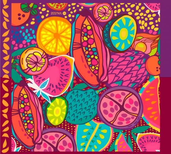 Papaya Fruit Burgundy Scarf Image