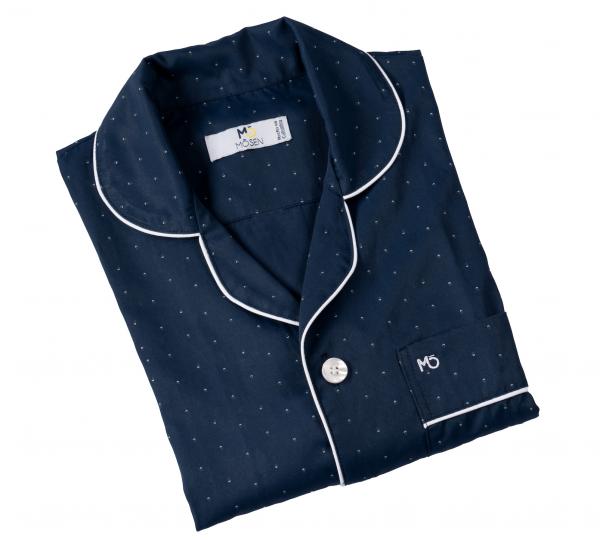 Dark blue long-sleeved pajamas and long pants with velcro closure Image