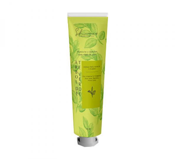 Hand and body cream. Green tea tree Image
